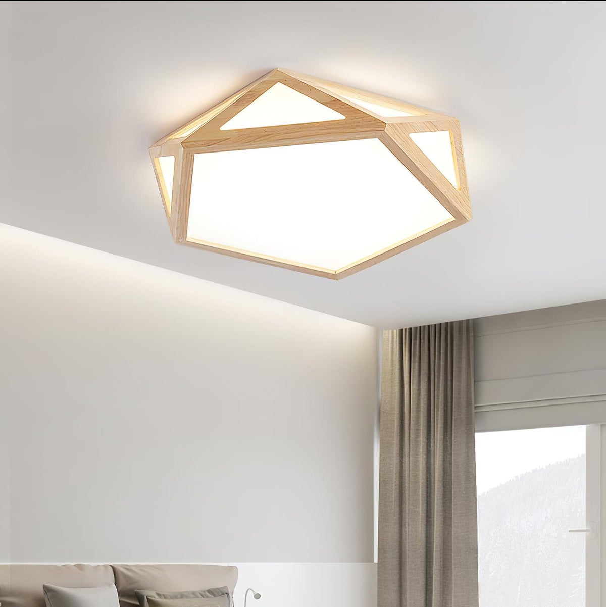 Syleneria lámpara de techo moderna en forma de diamante de madera