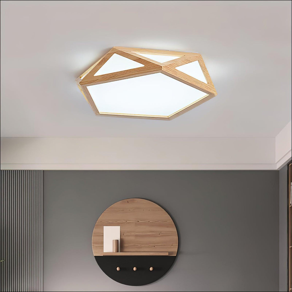 Syleneria lámpara de techo moderna en forma de diamante de madera