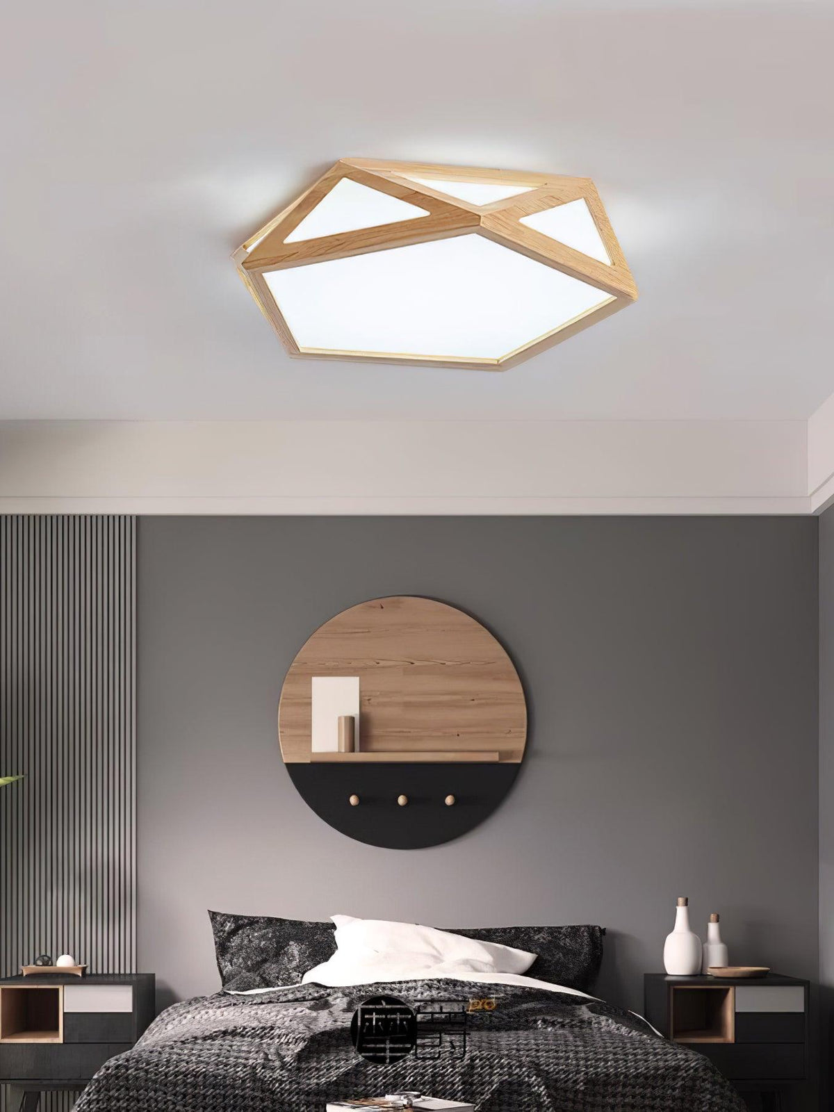 Syleneria lámpara de techo moderna en forma de diamante de madera