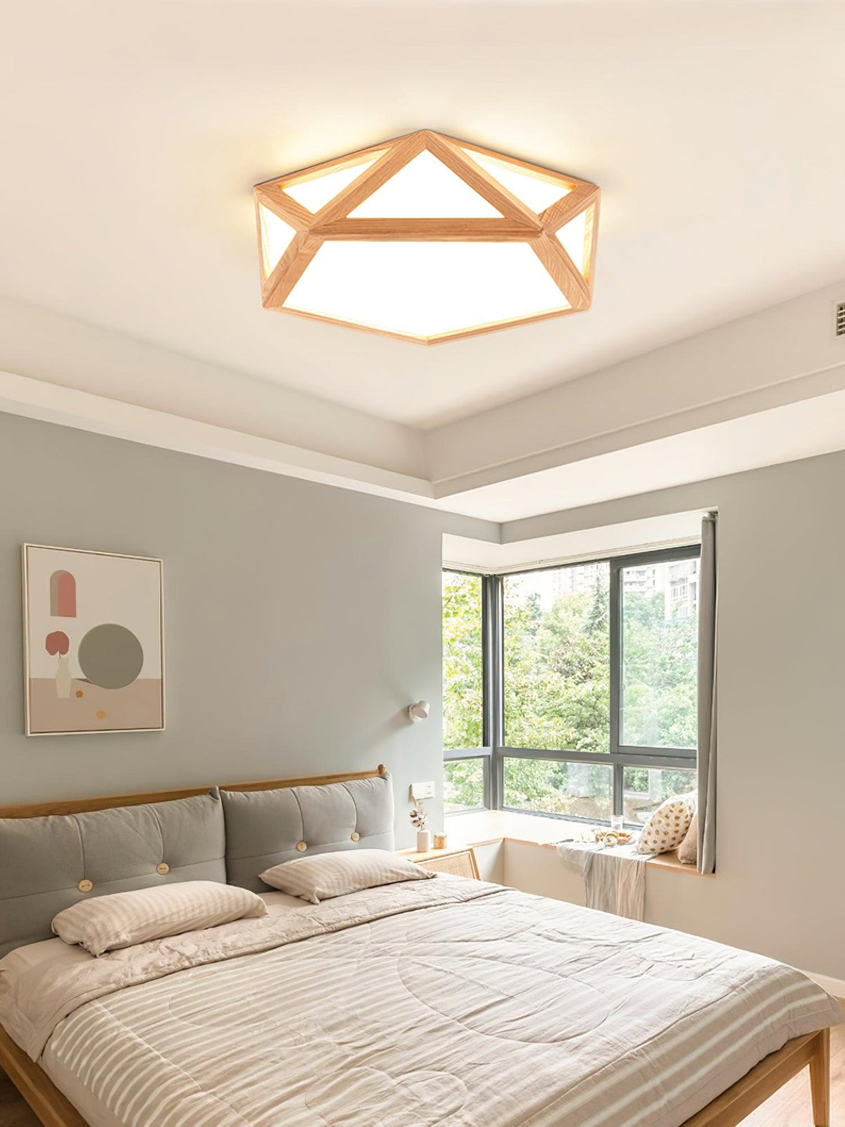 Syleneria lámpara de techo moderna en forma de diamante de madera