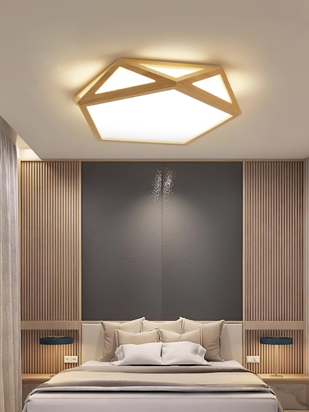 Syleneria lámpara de techo moderna en forma de diamante de madera