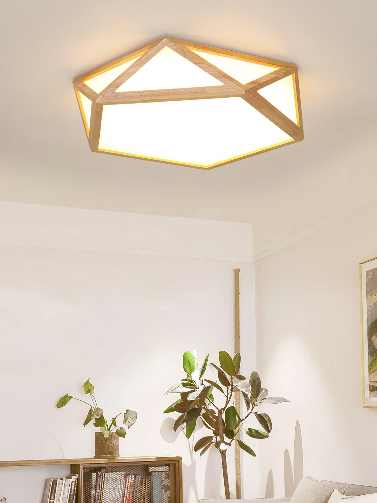 Syleneria lámpara de techo moderna en forma de diamante de madera