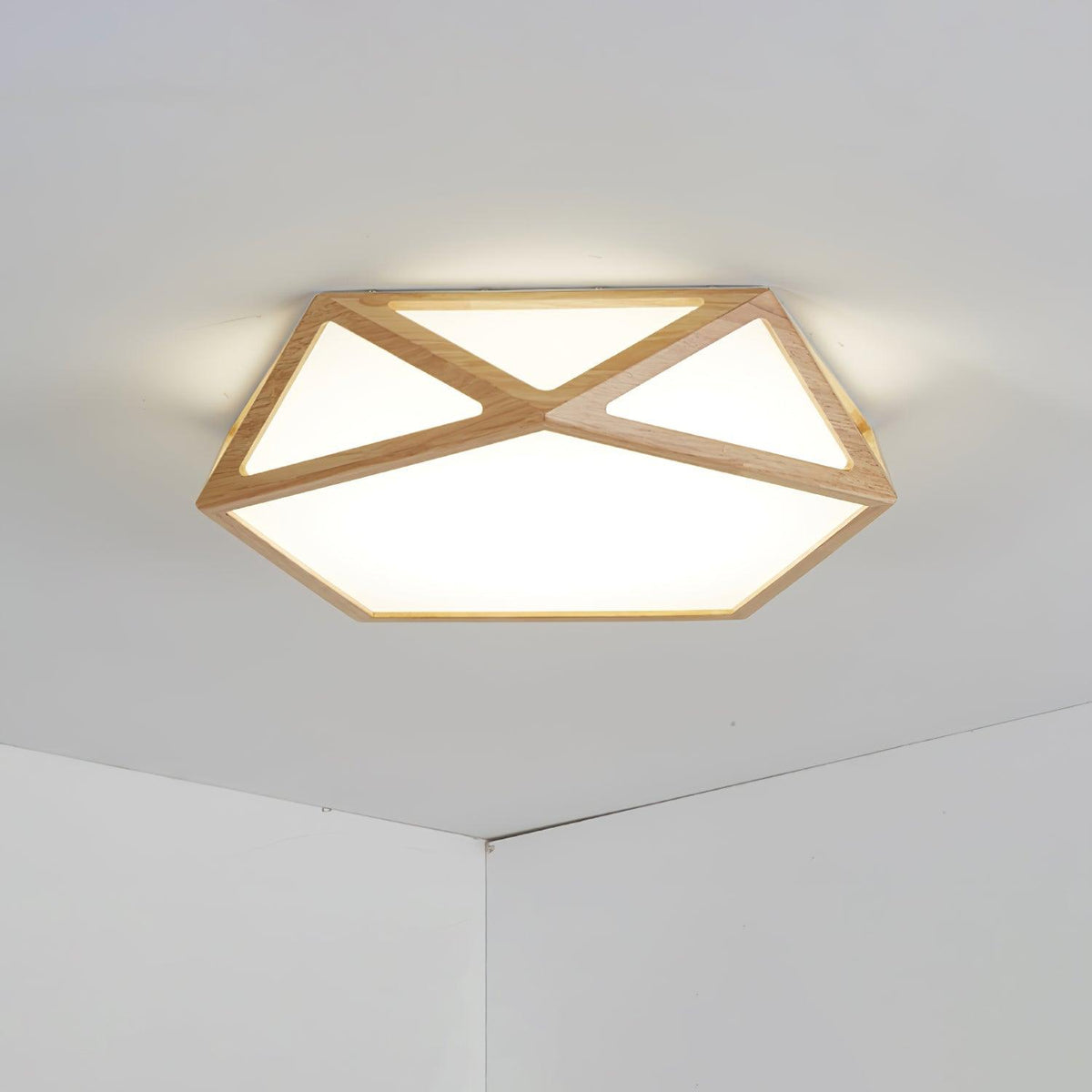 Syleneria lámpara de techo moderna en forma de diamante de madera