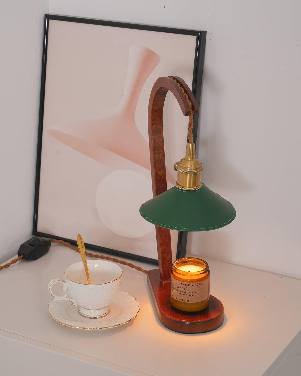 Elvuia lámpara de mesa de madera verde