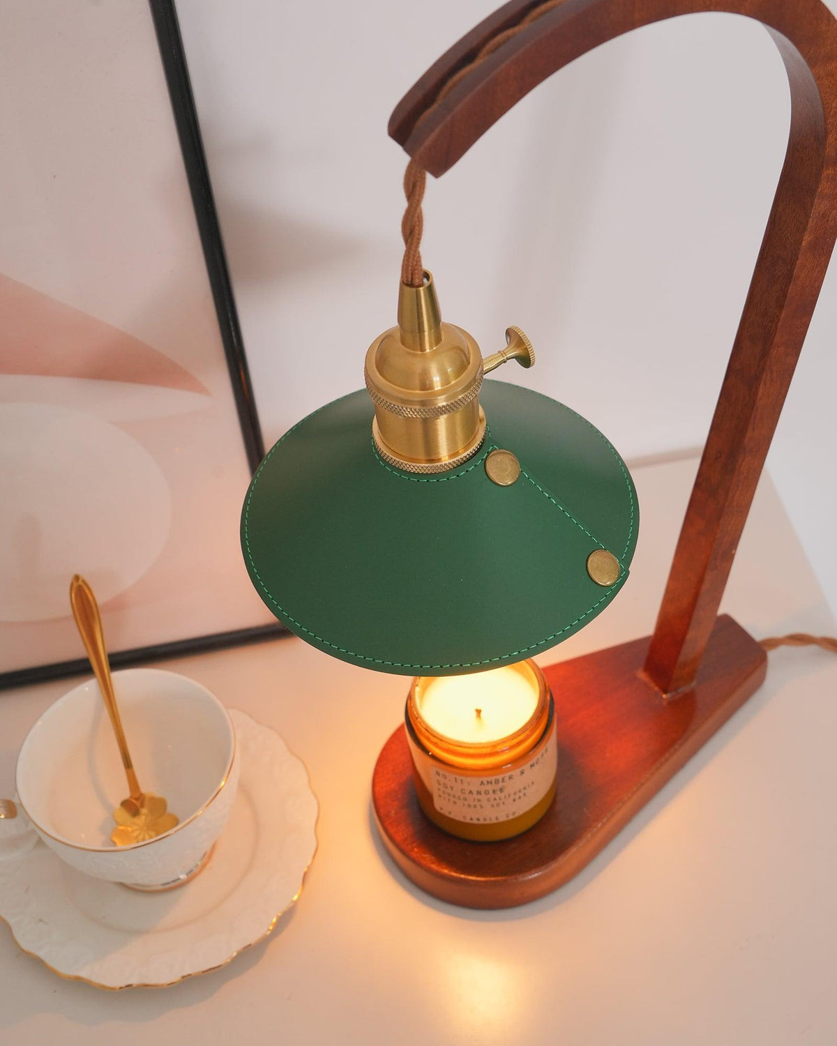 Elvuia lámpara de mesa de madera verde