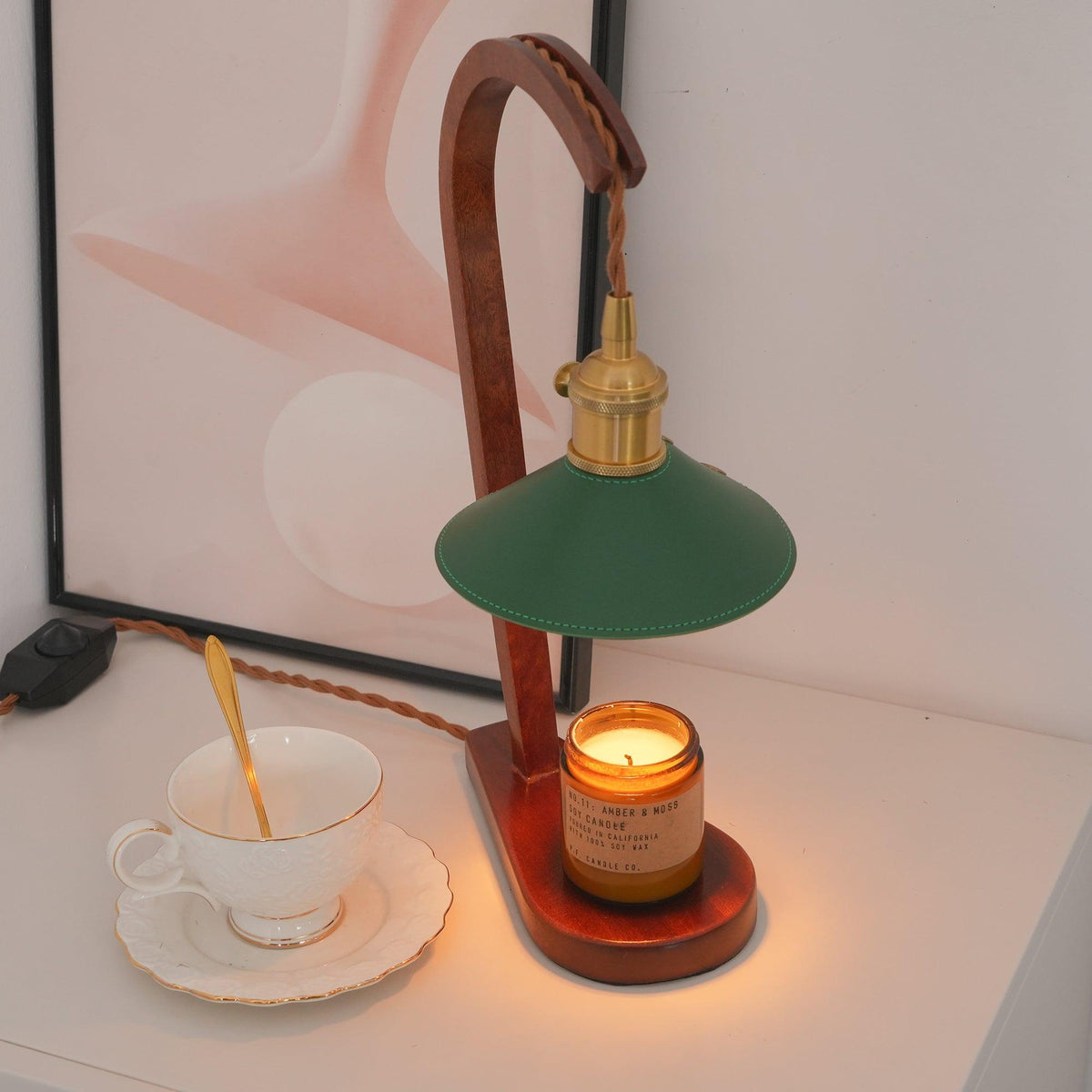 Elvuia lámpara de mesa de madera verde