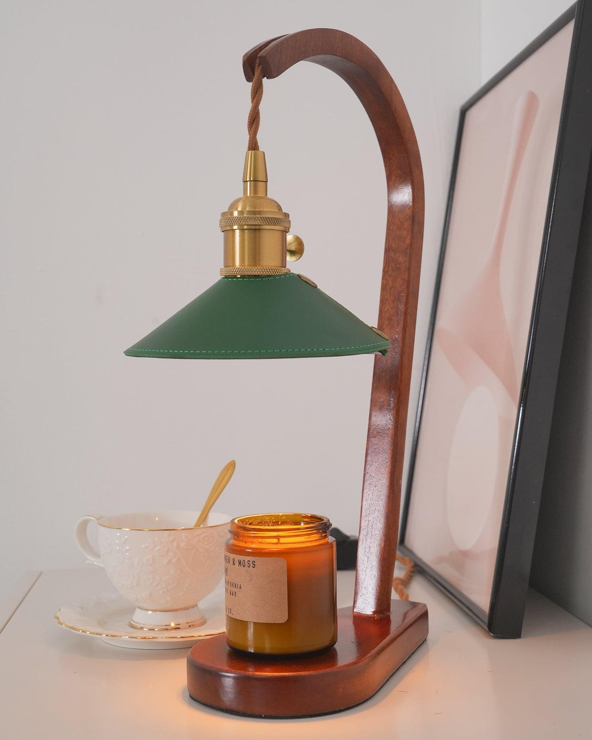 Elvuia lámpara de mesa de madera verde