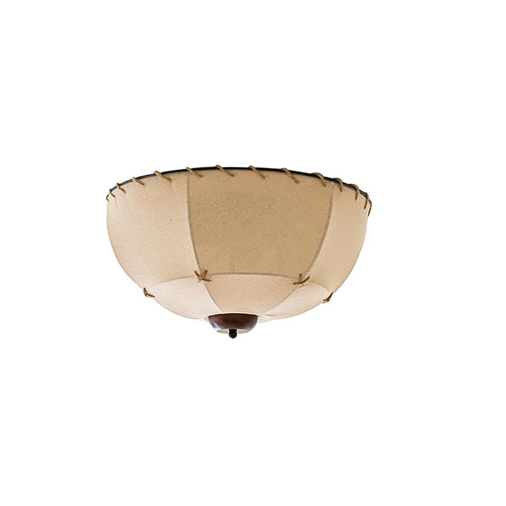 Lámpara de techo cúpula tejida a mano en madera y tejido rústico
