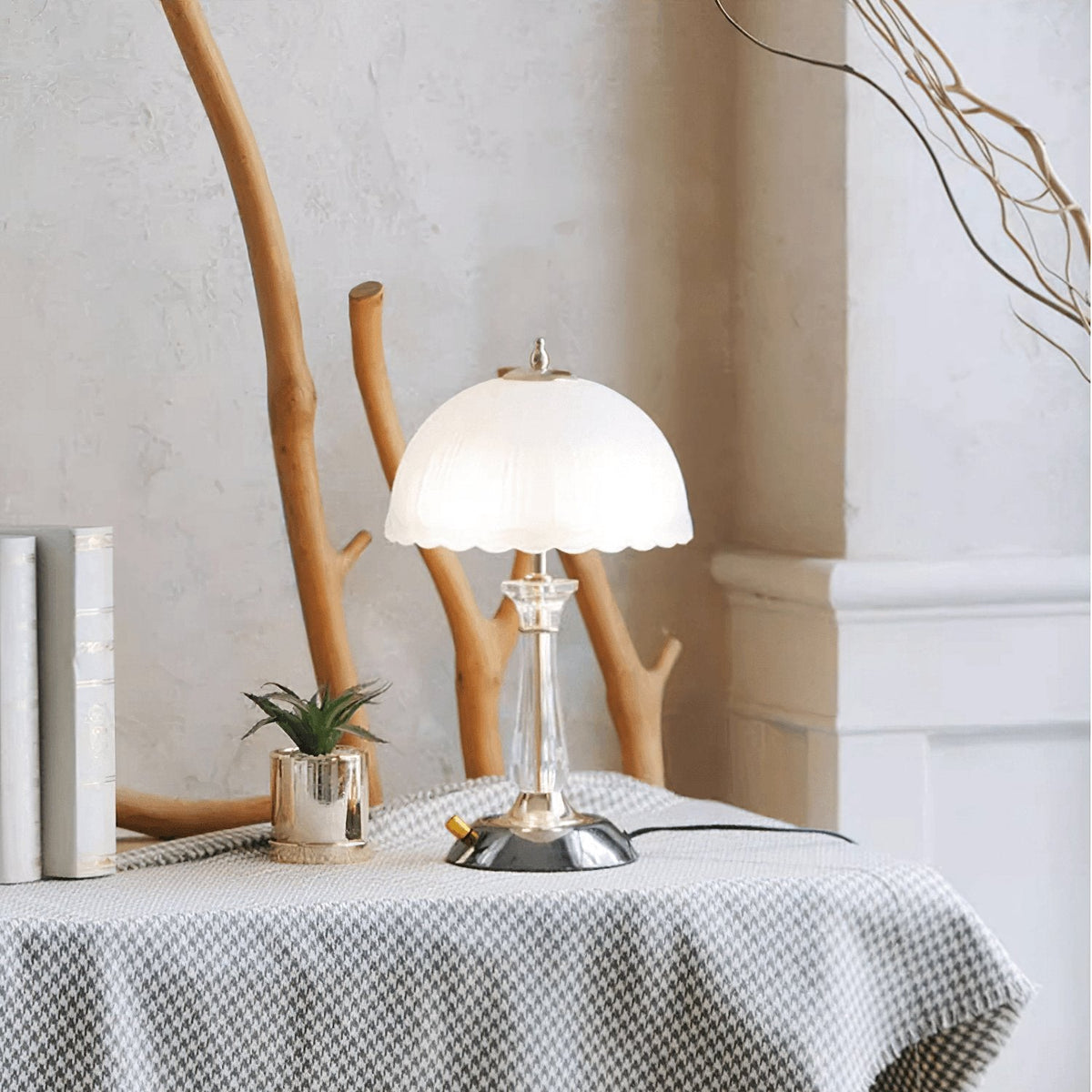 Belle lámpara de mesa cúpula de vidrio