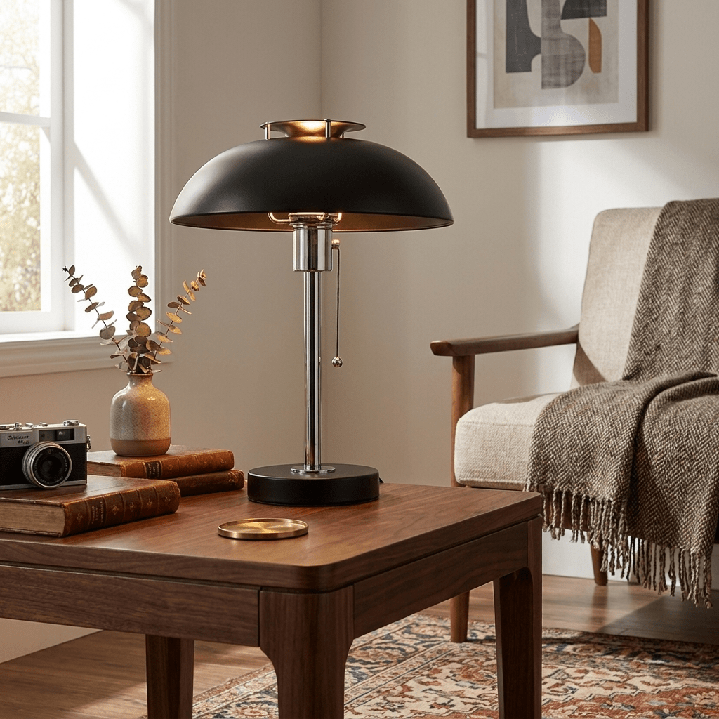 Rouven lámpara de mesa Chrome con base de seta