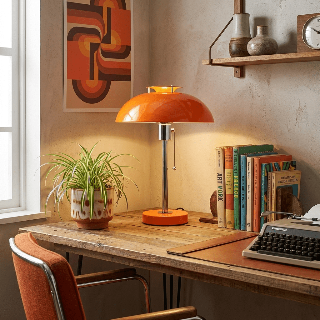 Rouven lámpara de mesa Chrome con base de seta