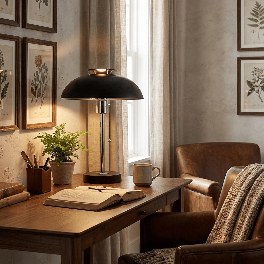 Rouven lámpara de mesa Chrome con base de seta