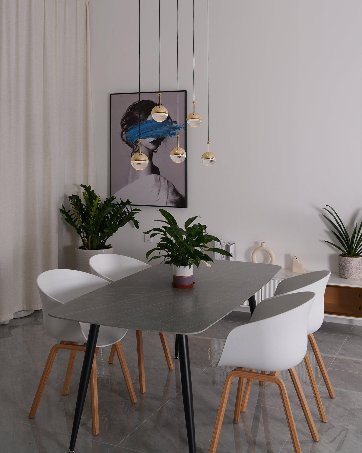 Zaneth lámpara colgante de acero vidrio multi-gota minimalista para escalera