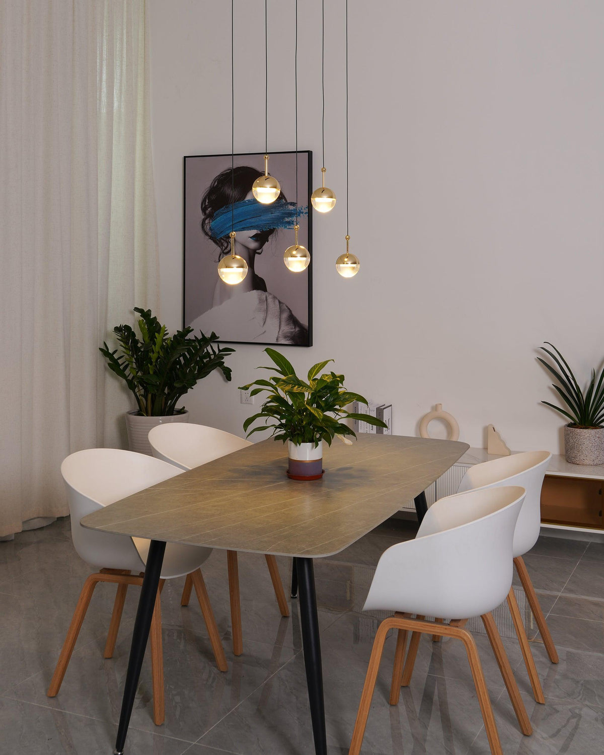 Zaneth lámpara colgante de acero vidrio multi-gota minimalista para escalera