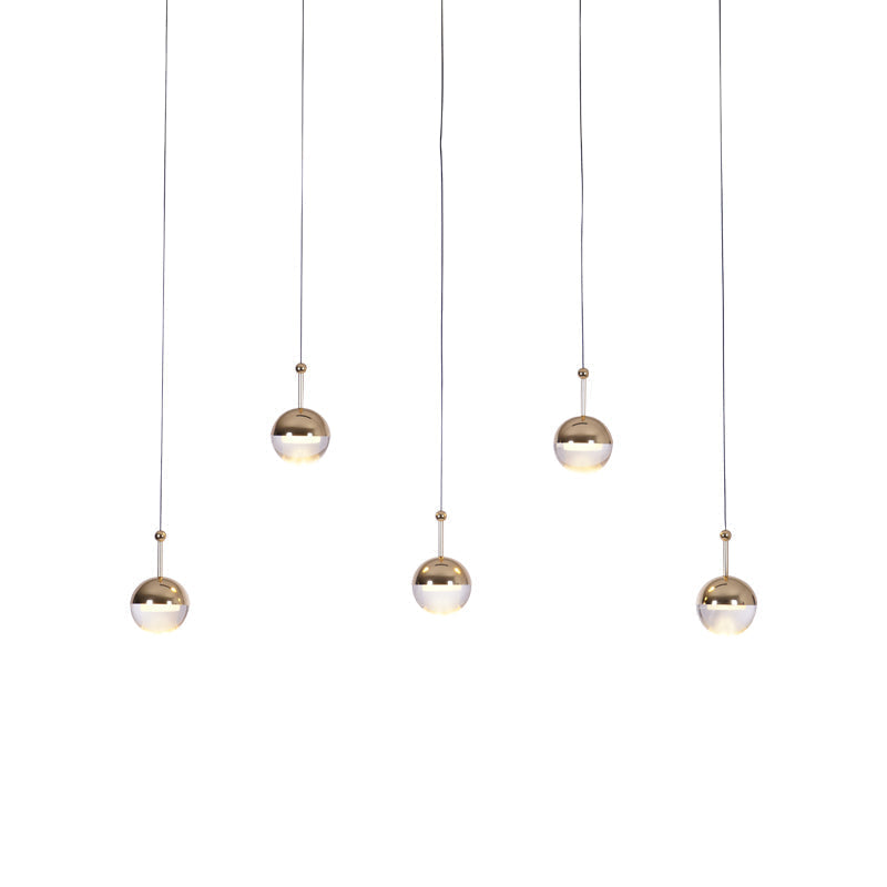 Zaneth lámpara colgante de acero vidrio multi-gota minimalista para escalera