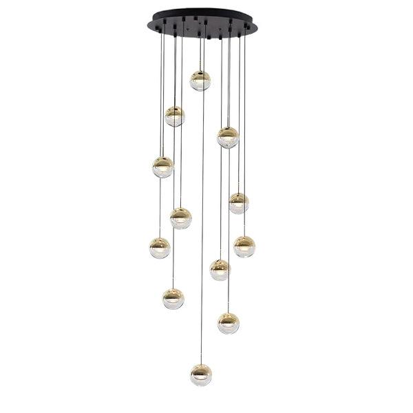 Zaneth lámpara colgante de acero vidrio multi-gota minimalista para escalera