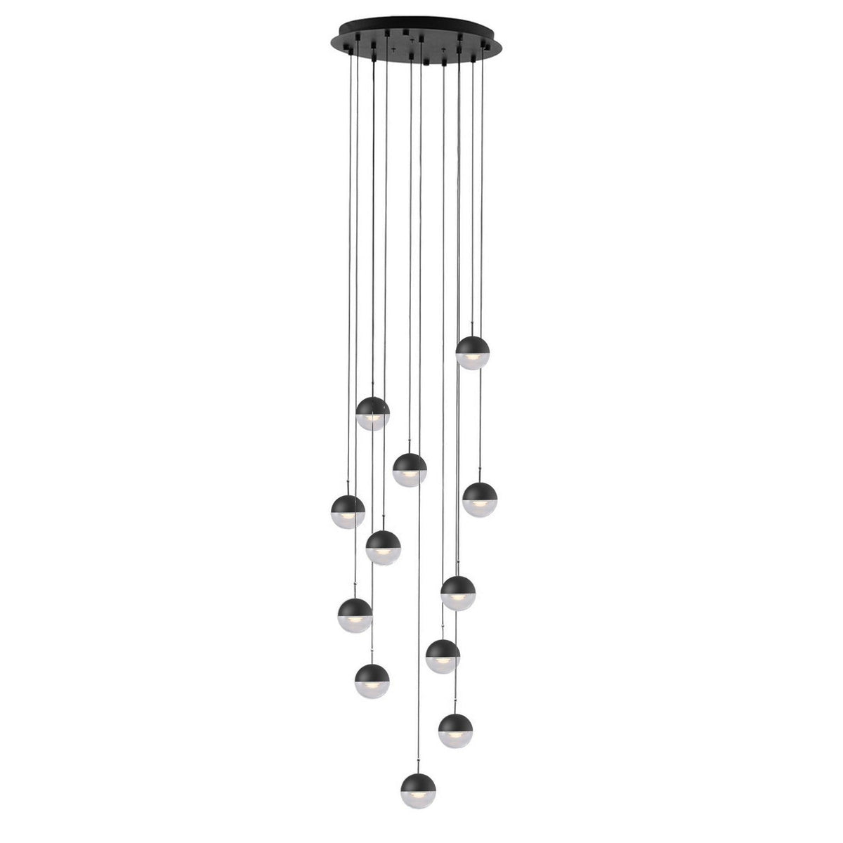 Zaneth lámpara colgante de acero vidrio multi-gota minimalista para escalera