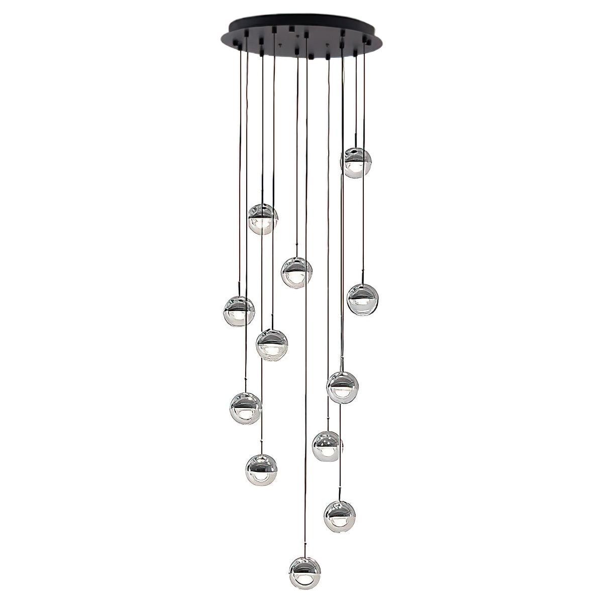 Zaneth lámpara colgante de acero vidrio multi-gota minimalista para escalera