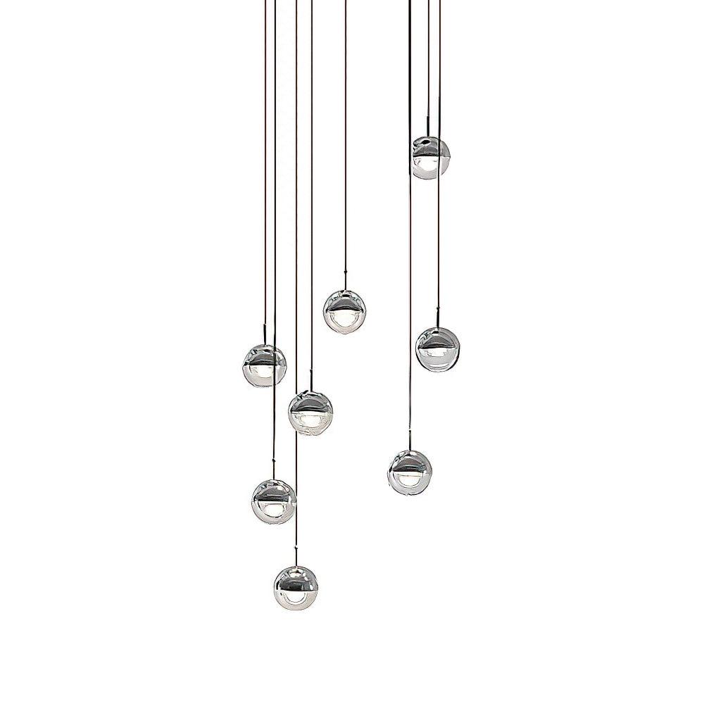 Zaneth lámpara colgante de acero vidrio multi-gota minimalista para escalera