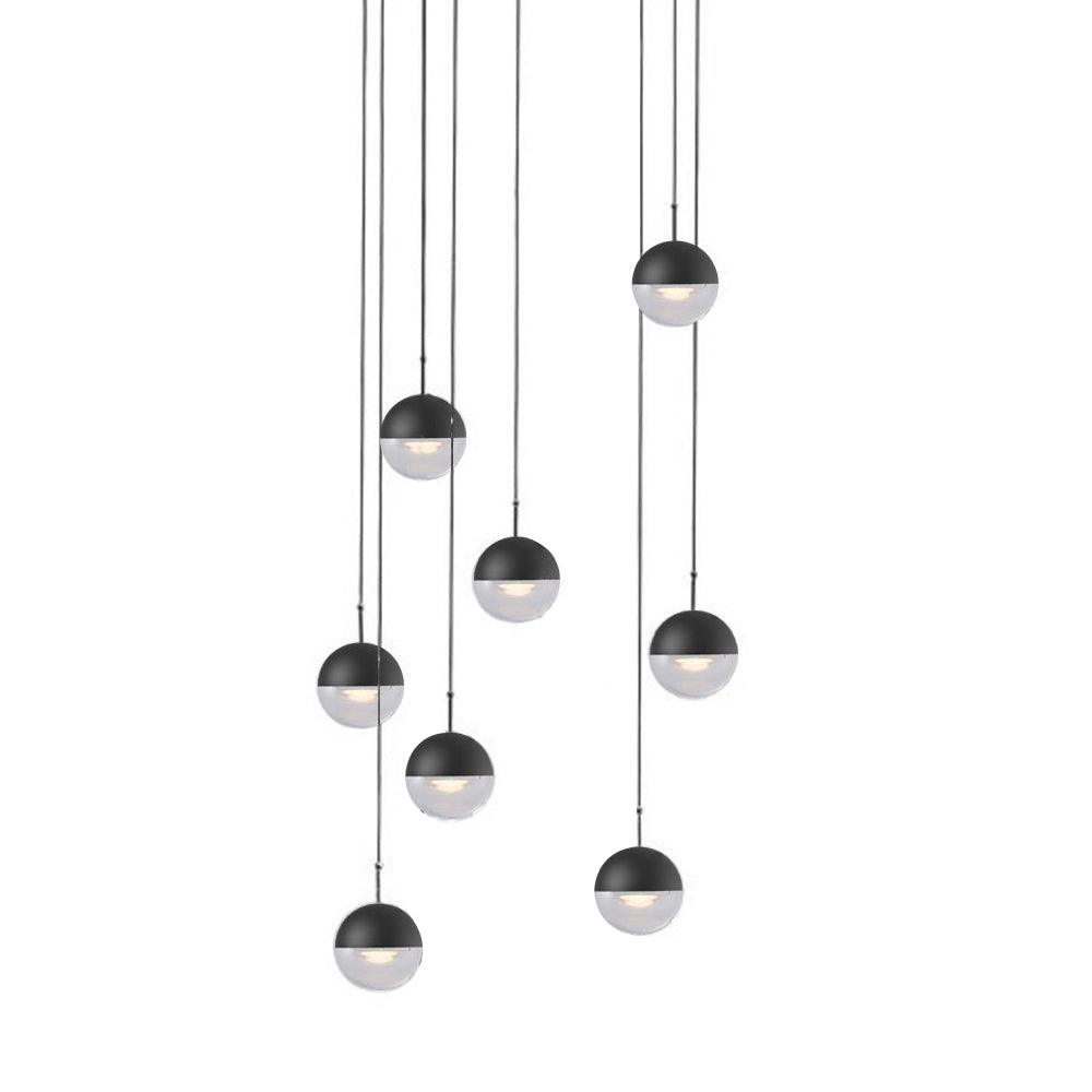Zaneth lámpara colgante de acero vidrio multi-gota minimalista para escalera