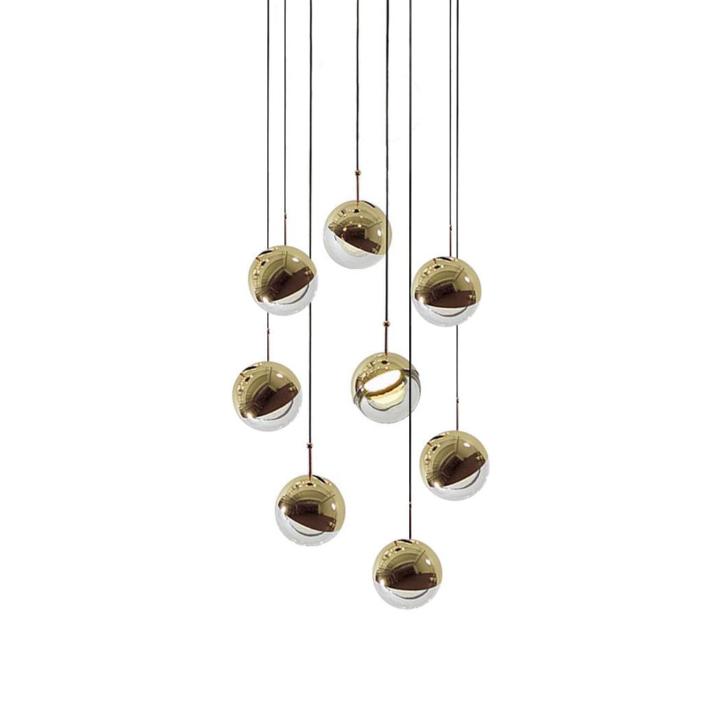 Zaneth lámpara colgante de acero vidrio multi-gota minimalista para escalera