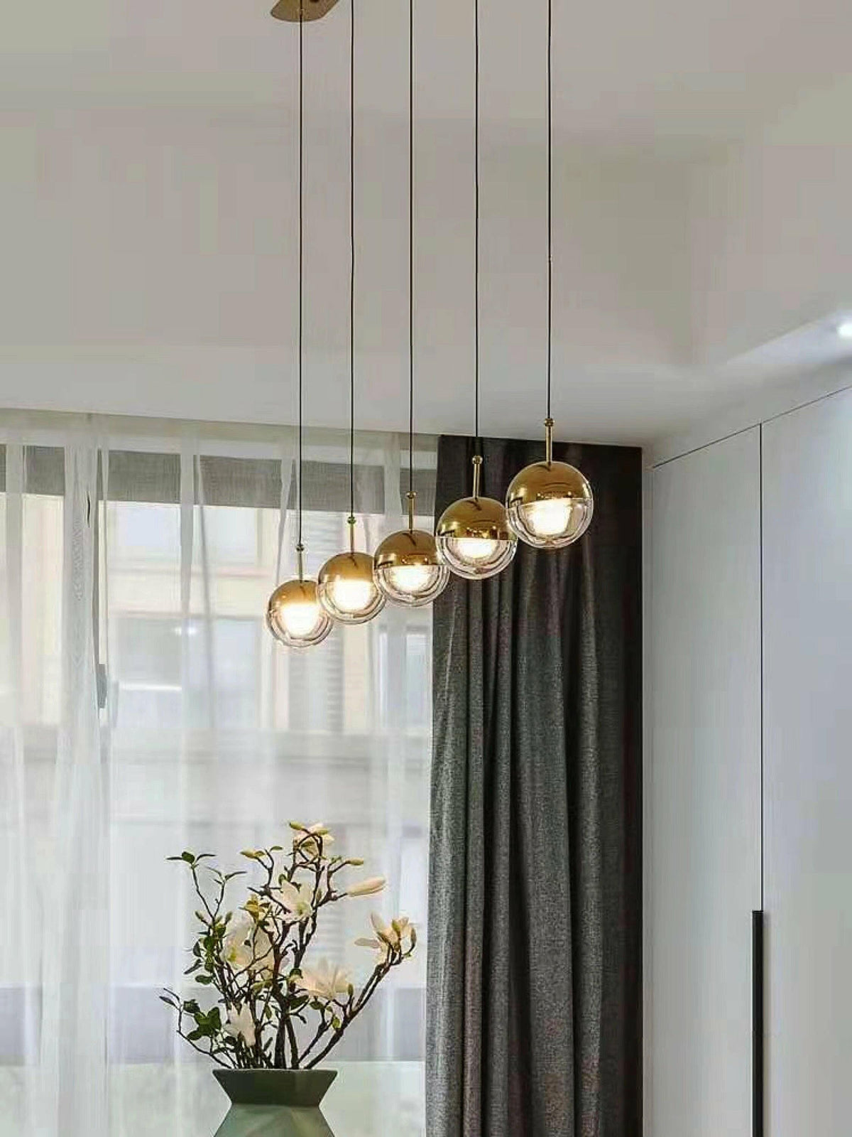 Zaneth lámpara colgante de acero vidrio multi-gota minimalista para escalera
