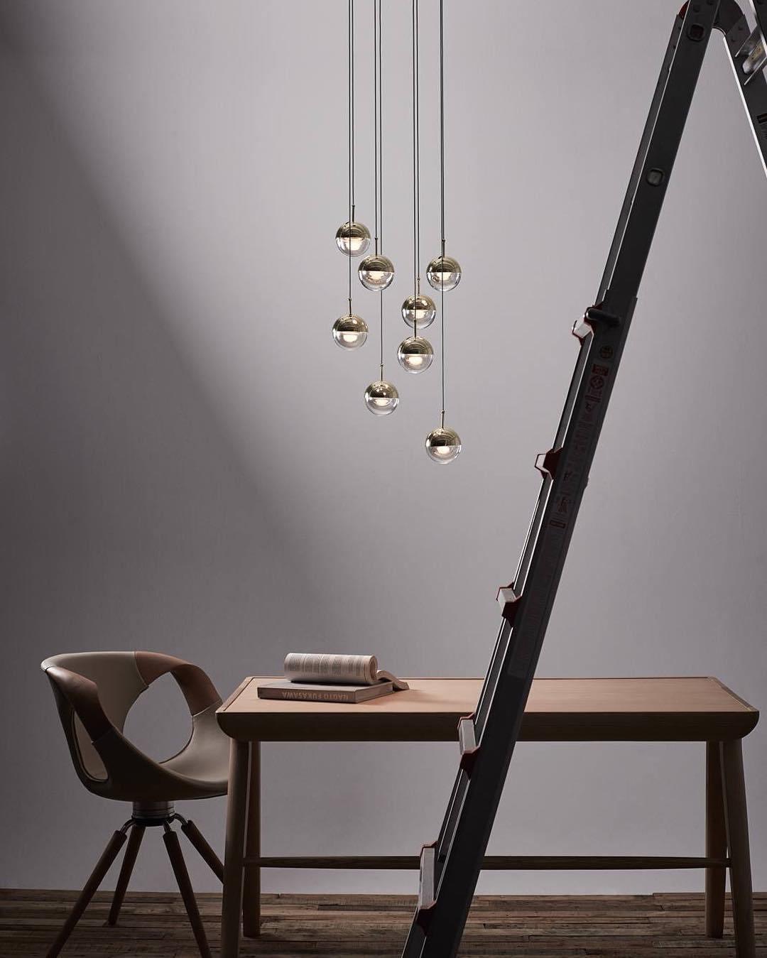Zaneth lámpara colgante de acero vidrio multi-gota minimalista para escalera