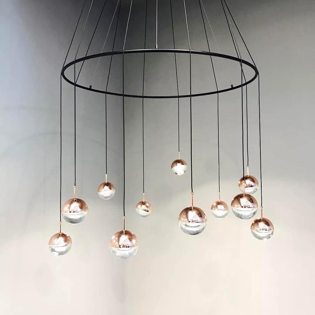Zaneth lámpara colgante de acero vidrio multi-gota minimalista para escalera