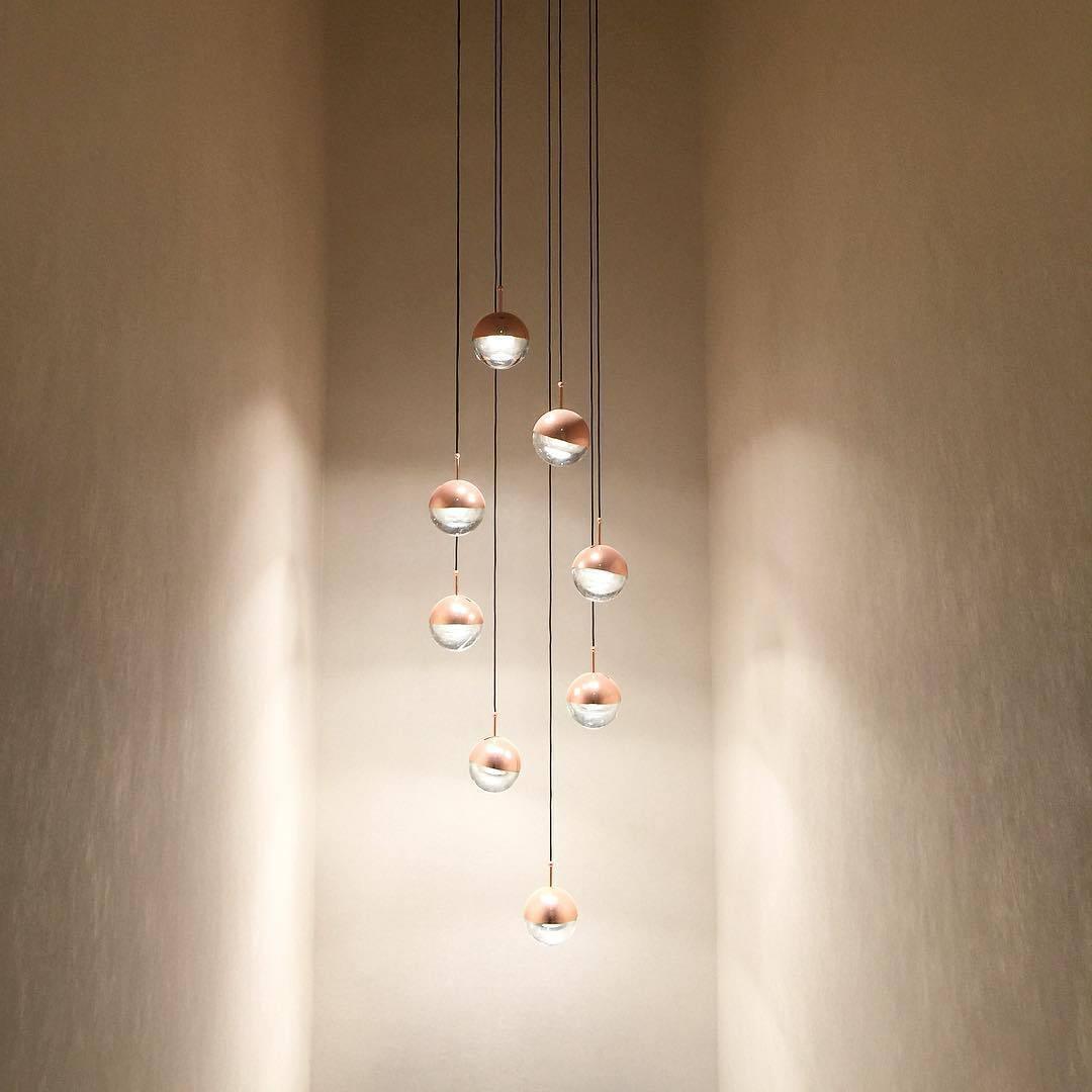 Zaneth lámpara colgante de acero vidrio multi-gota minimalista para escalera