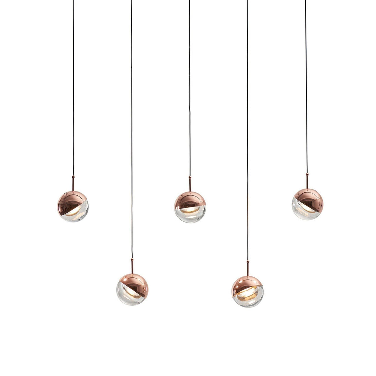 Zaneth lámpara colgante de acero vidrio multi-gota minimalista para escalera