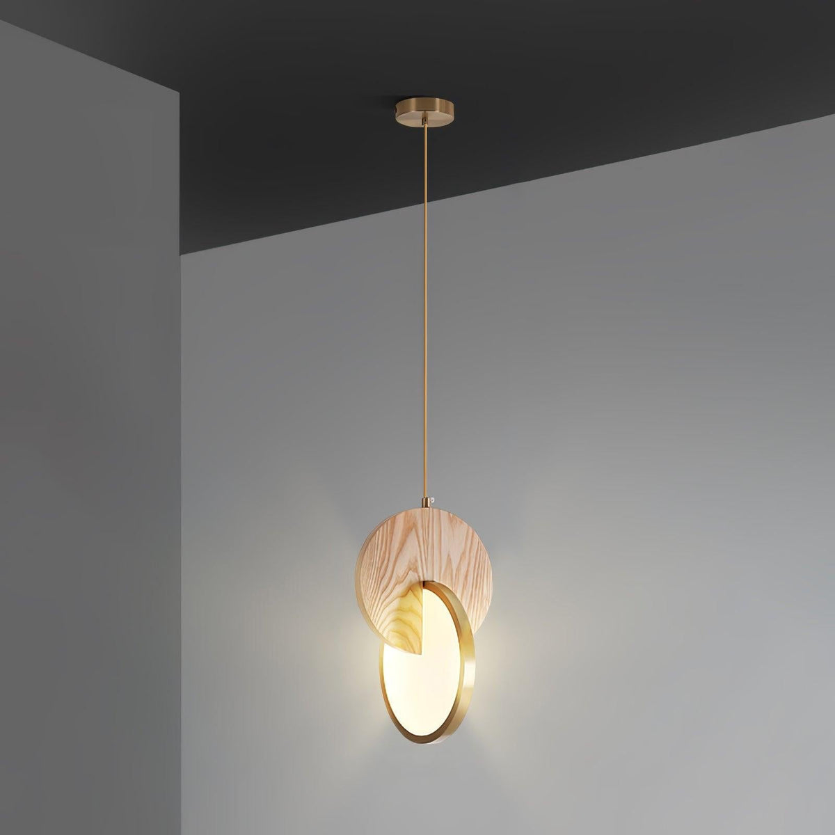 Lysola lámpara colgante con anillo de madera