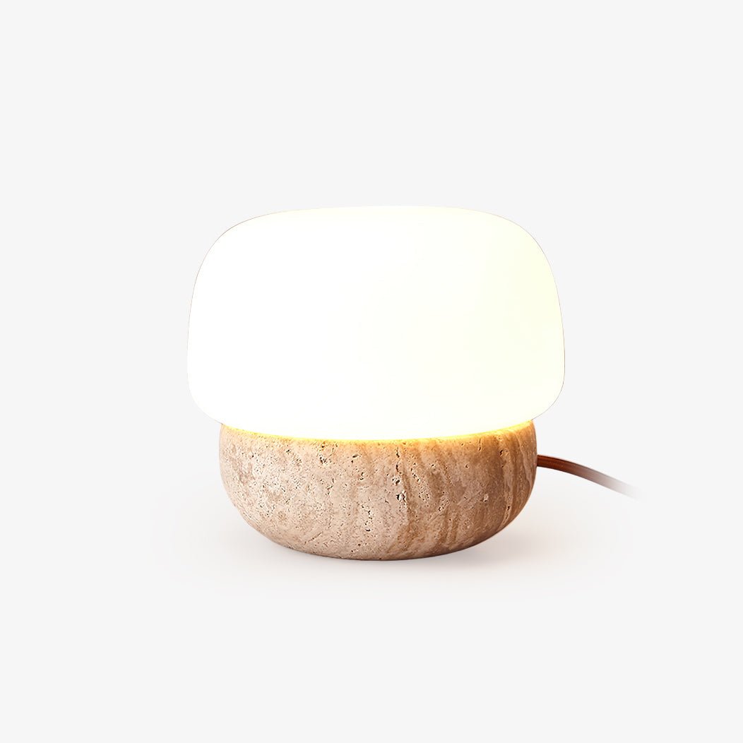 Eldoreth lámpara de mesa con base cúpula de travertino