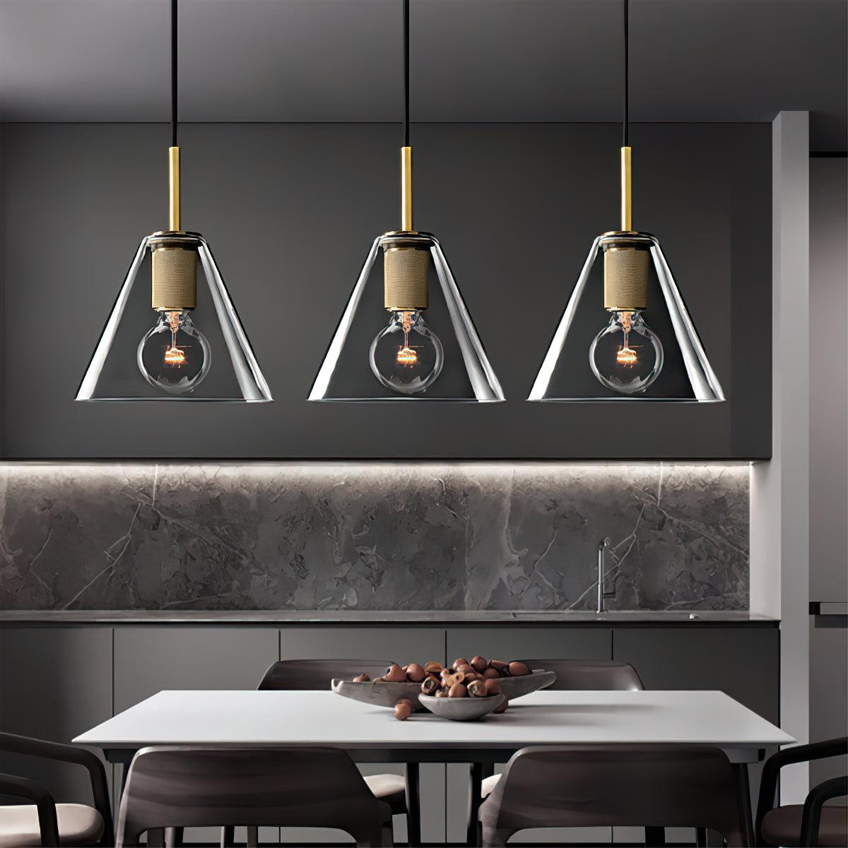 Lámpara colgante minimalista de metal en latón para comedor o cocina