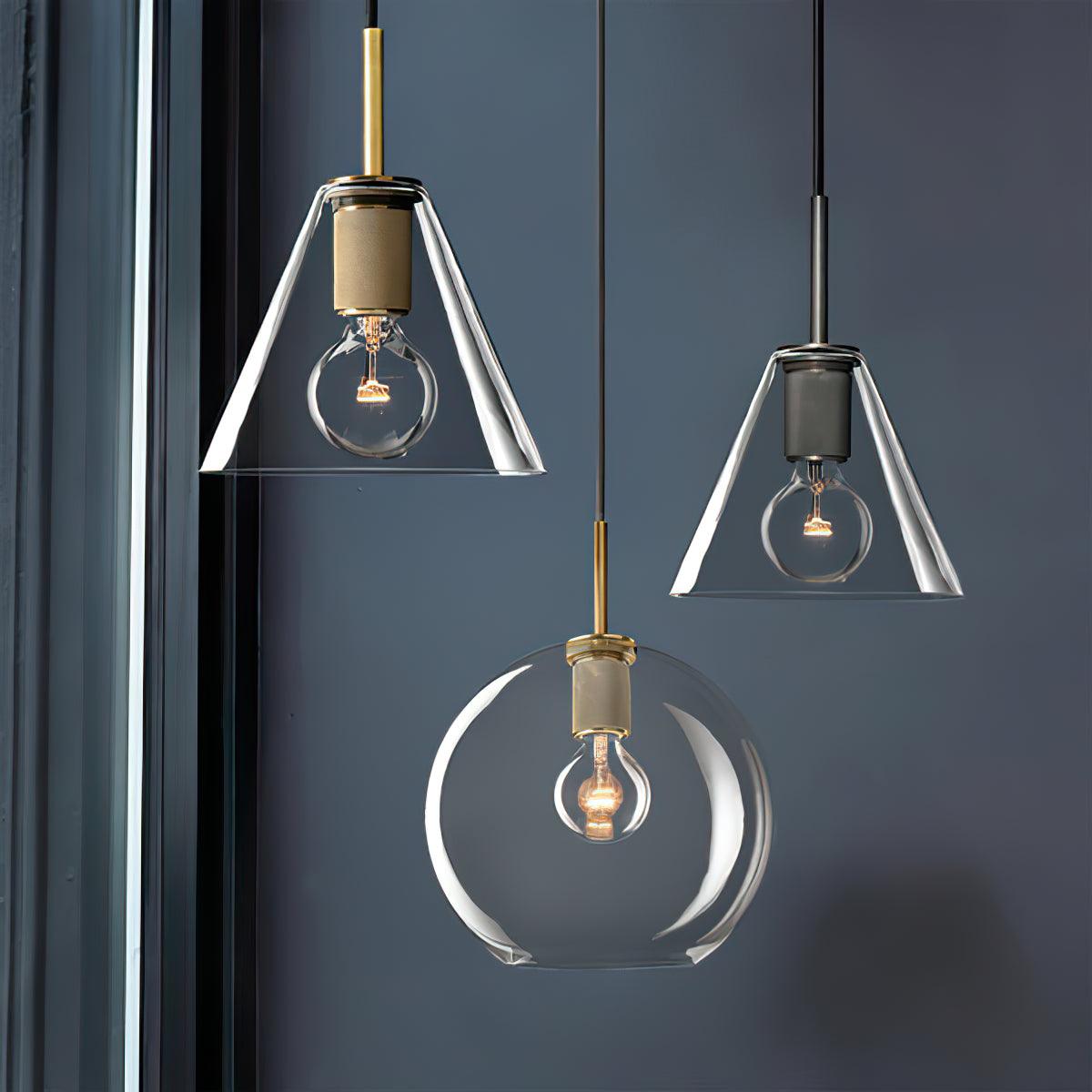 Lámpara colgante minimalista de metal en latón para comedor o cocina