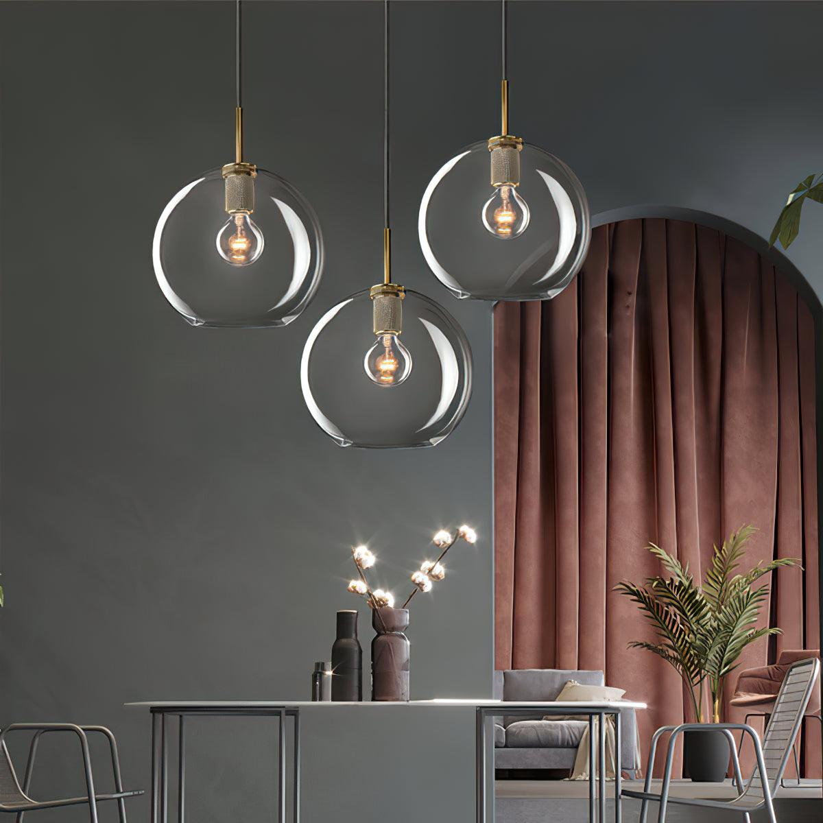 Lámpara colgante minimalista de metal en latón para comedor o cocina