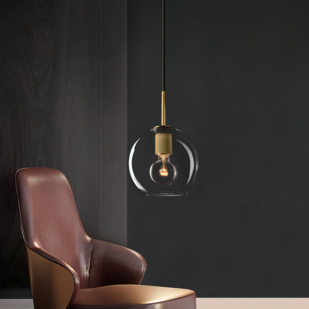Lámpara colgante minimalista de metal en latón para comedor o cocina