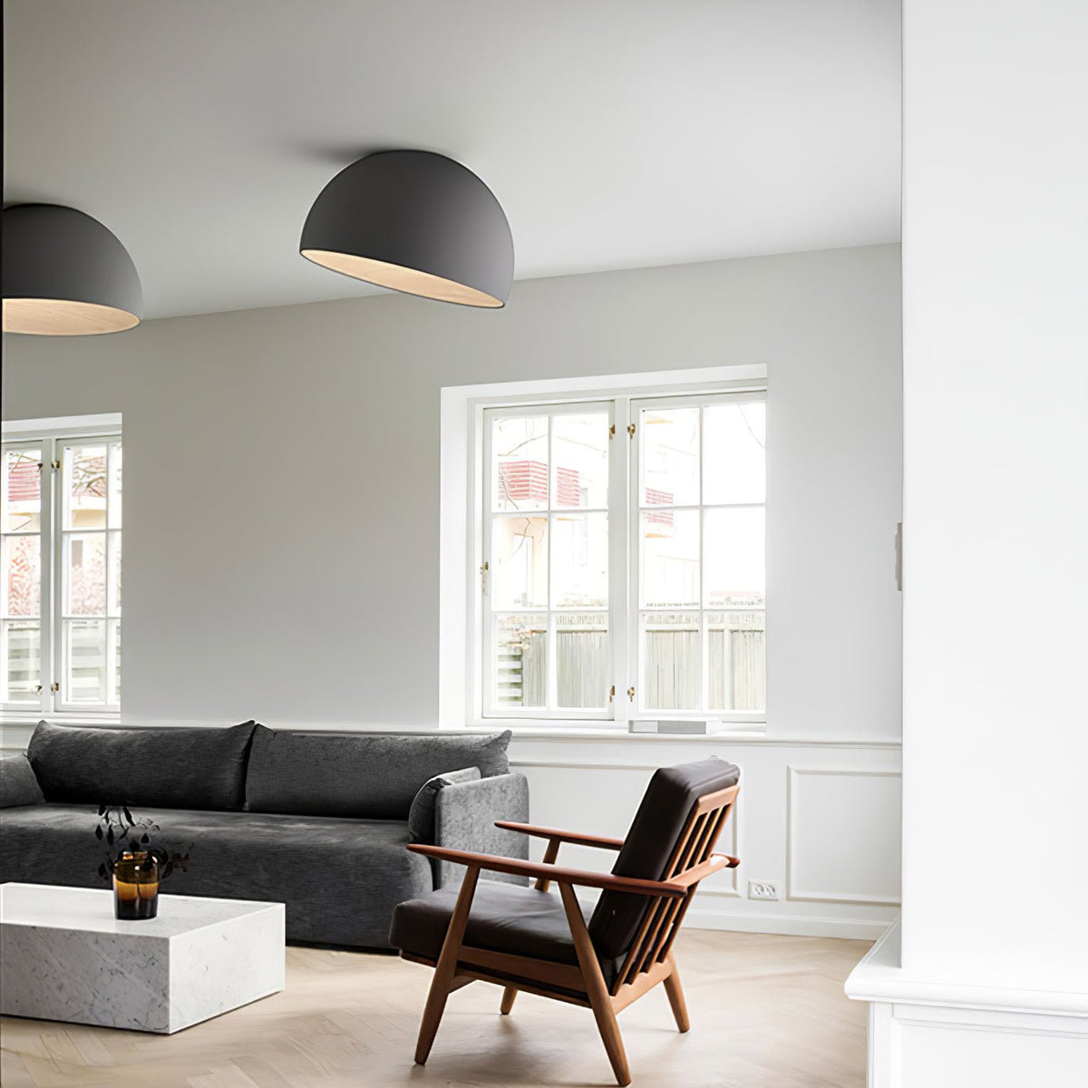 Coda lámpara de techo cúpula de madera minimalista