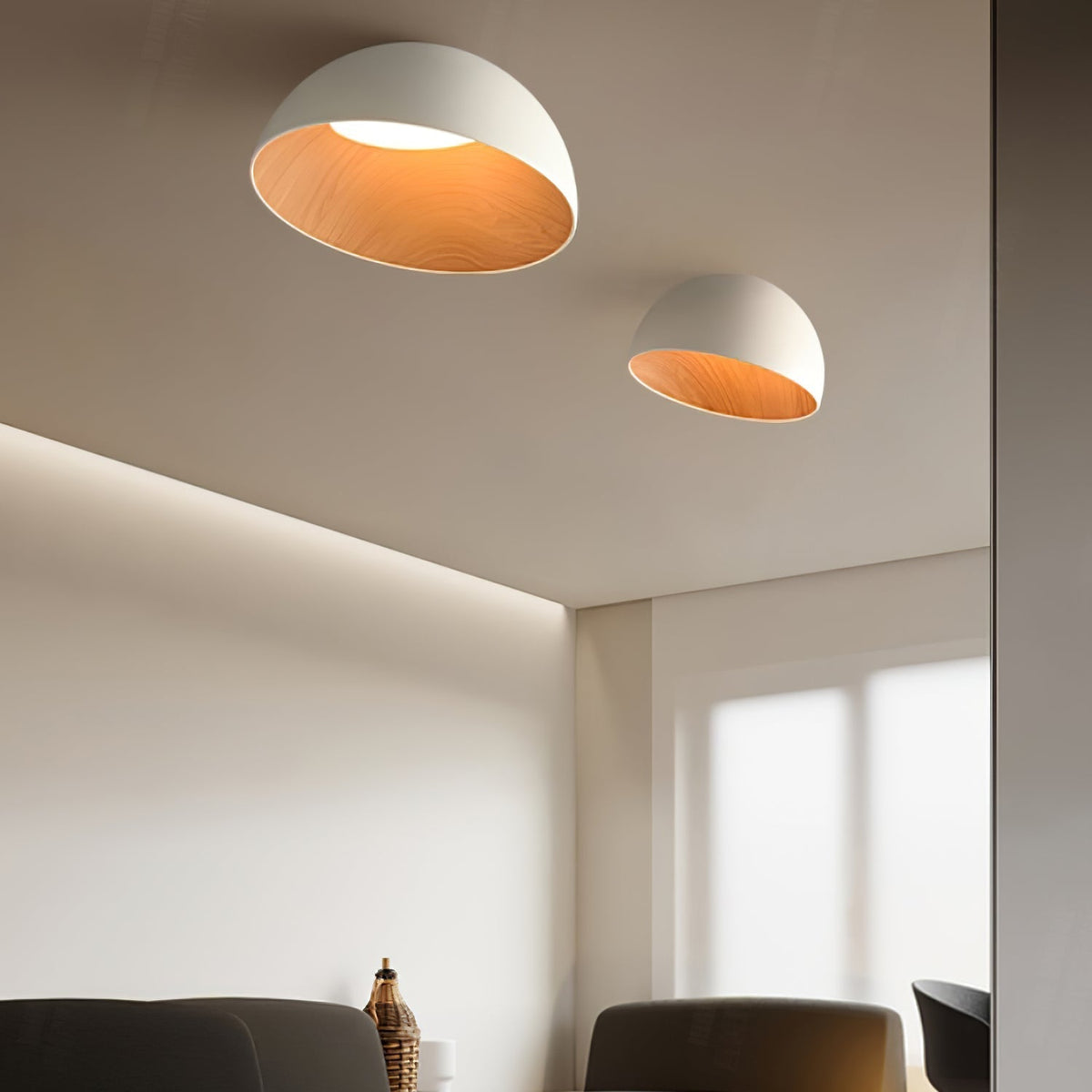 Coda lámpara de techo cúpula de madera minimalista