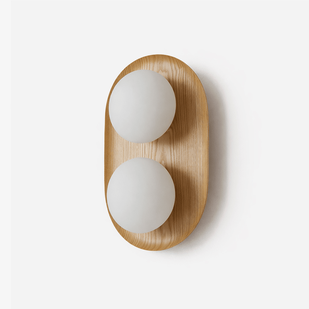 Twin aplique de pared Orb en madera