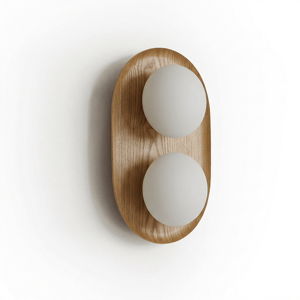 Twin aplique de pared Orb en madera