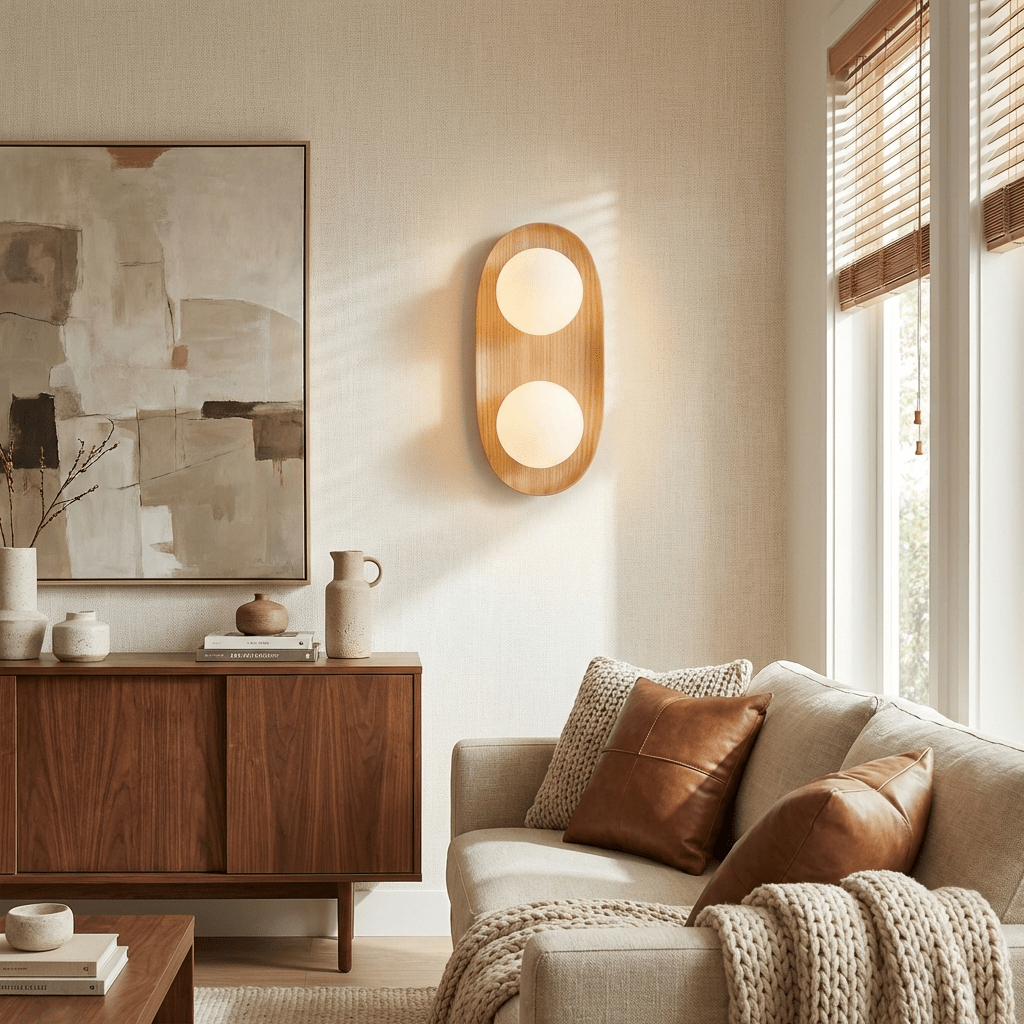 Twin aplique de pared Orb en madera