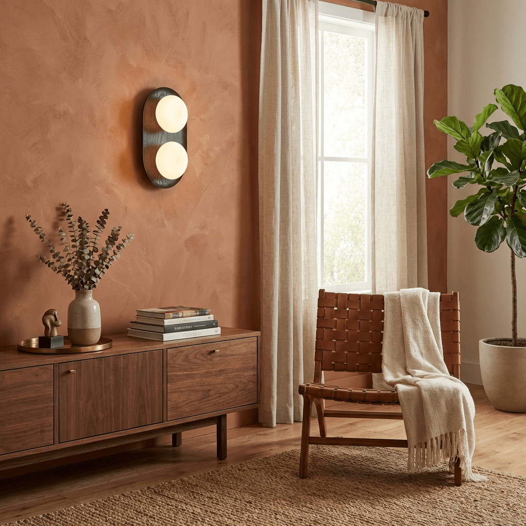 Twin aplique de pared Orb en madera