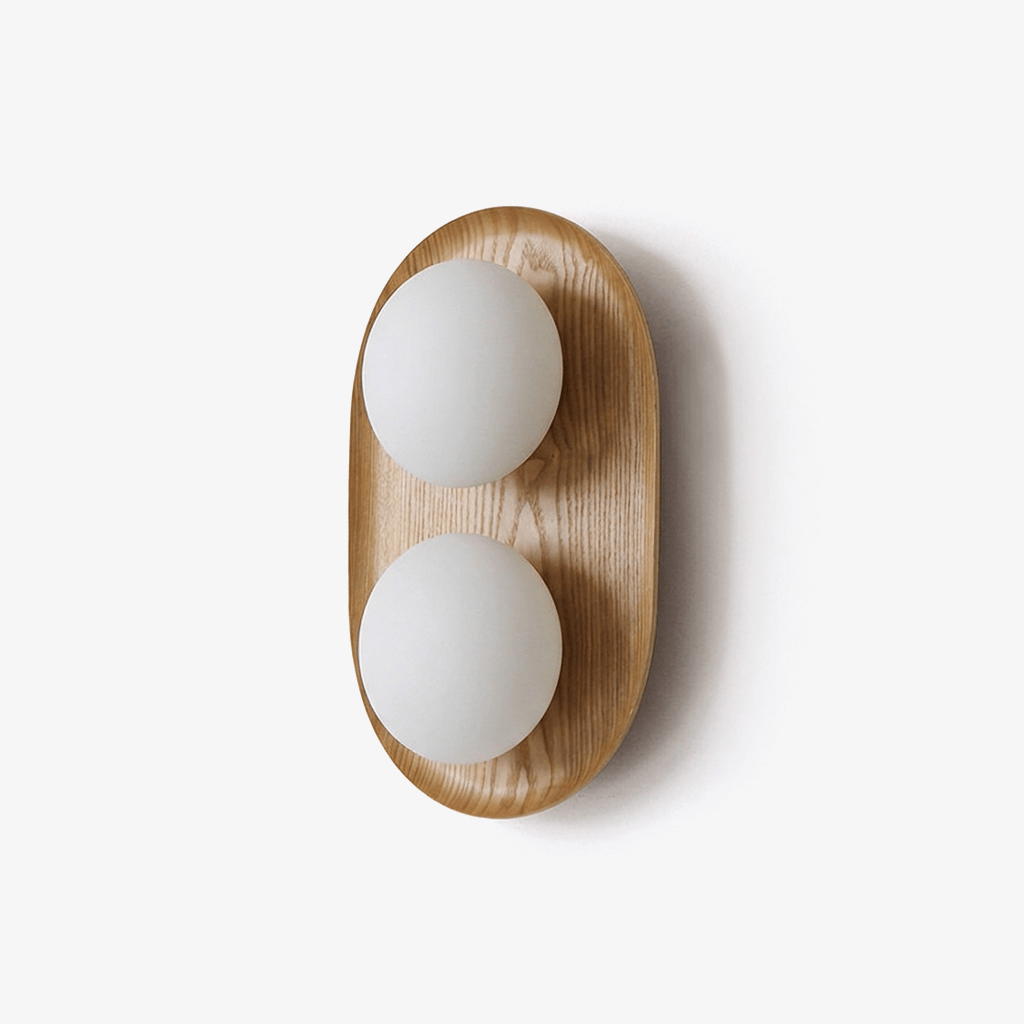 Twin aplique de pared Orb en madera