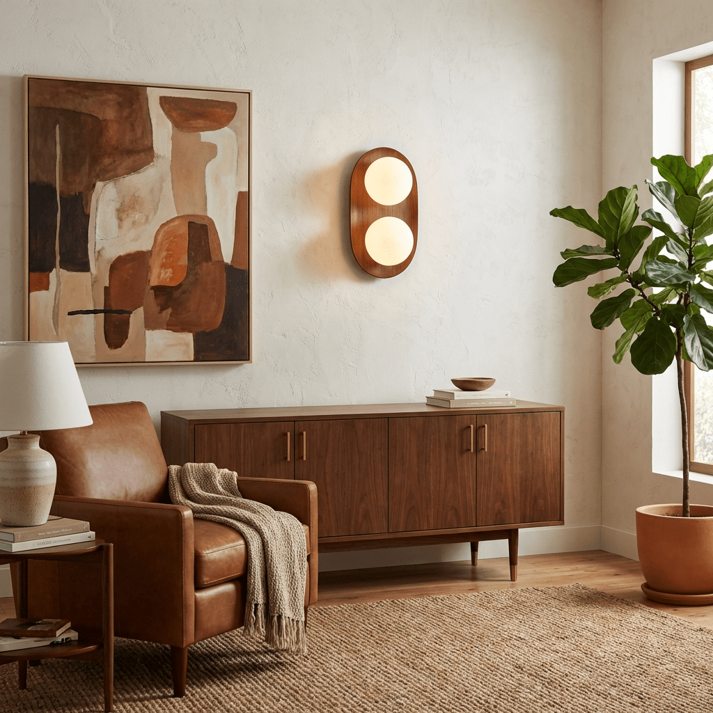 Twin aplique de pared Orb en madera