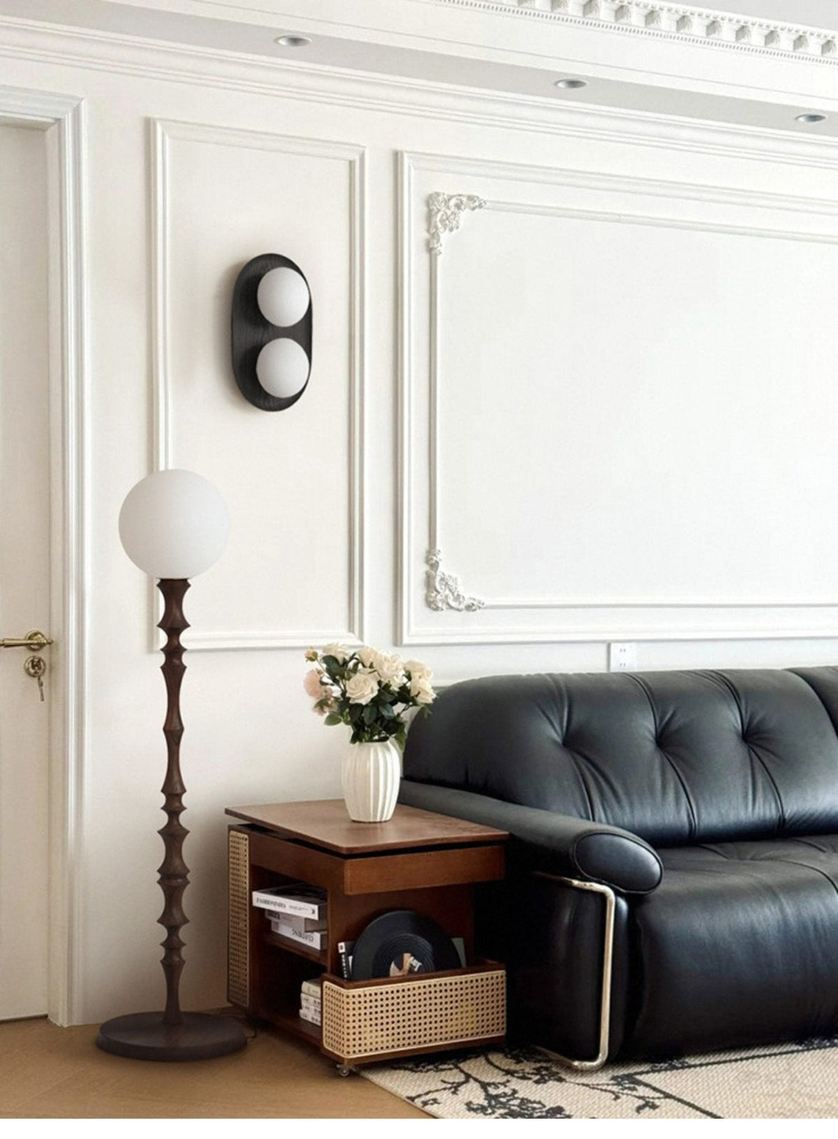 Twin aplique de pared Orb en madera