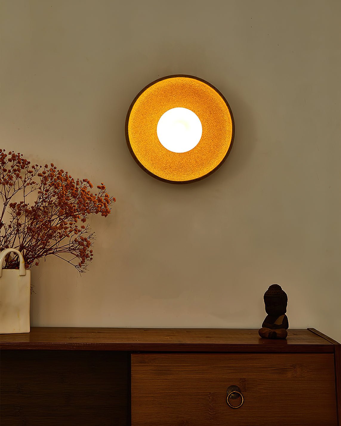 Civarir aplique de pared moderno minimalista redondo de vidrio y cerámica