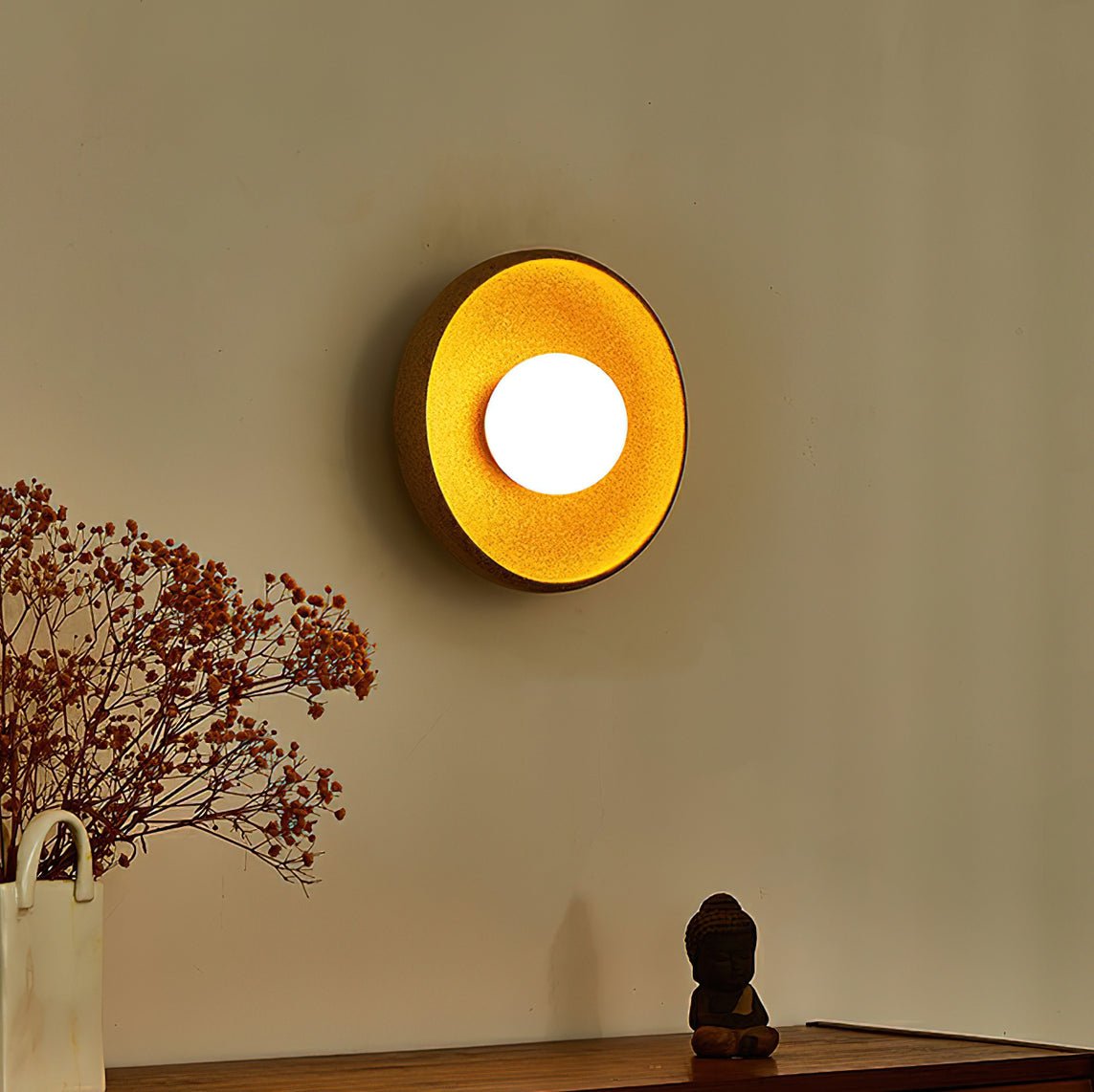 Civarir aplique de pared moderno minimalista redondo de vidrio y cerámica