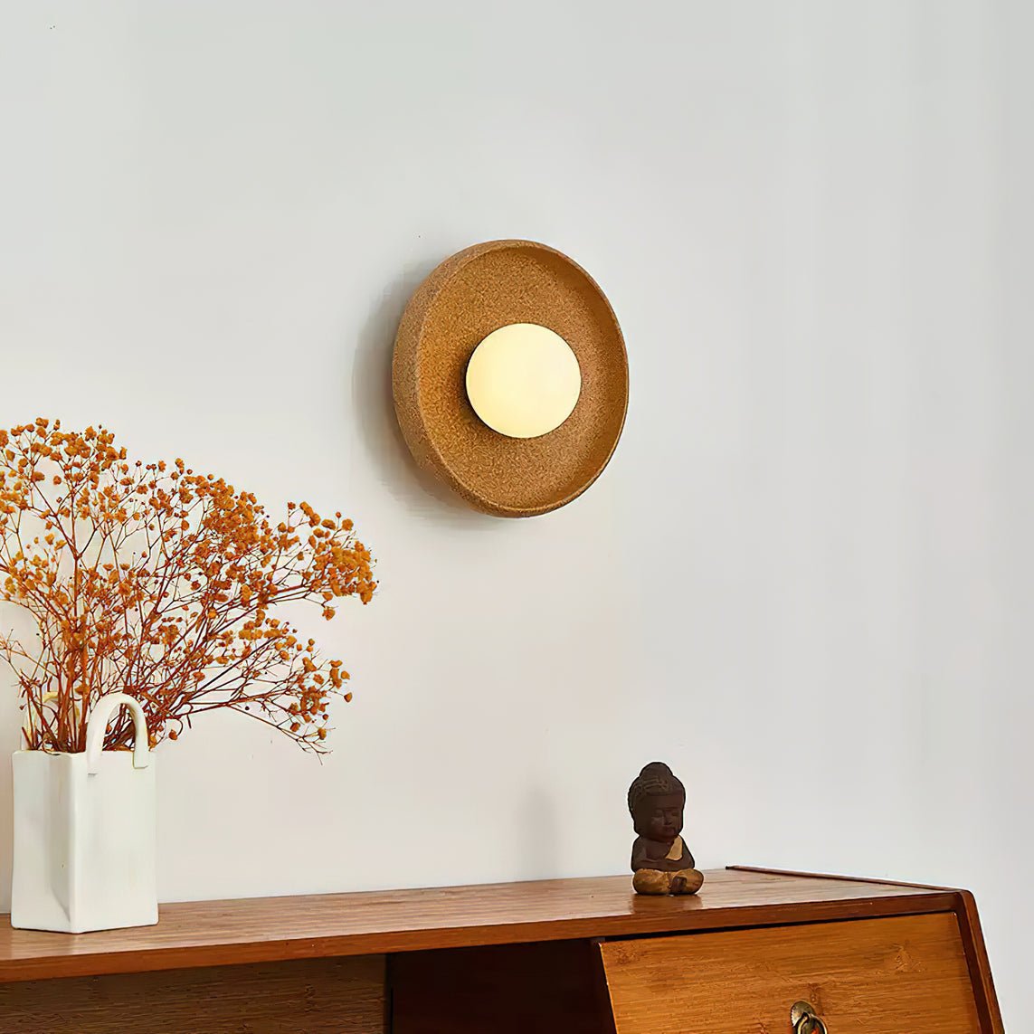 Civarir aplique de pared moderno minimalista redondo de vidrio y cerámica