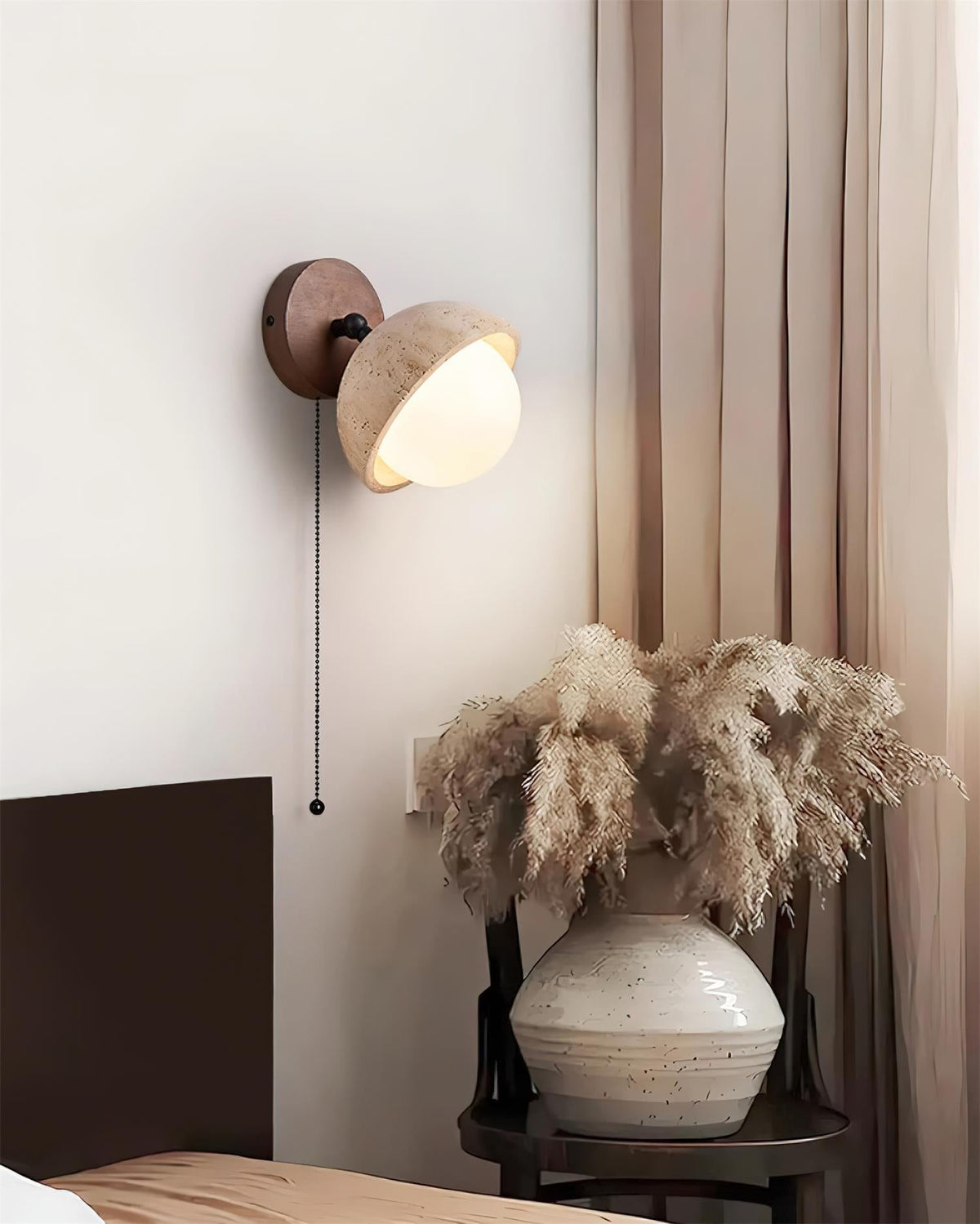Eala aplique de pared travertino madera minimalista moderno