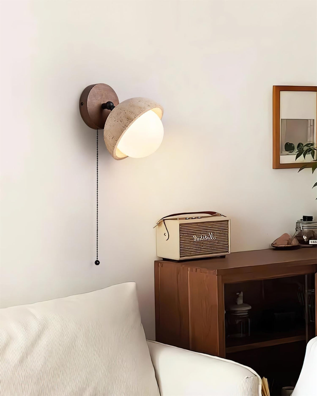 Eala aplique de pared travertino madera minimalista moderno